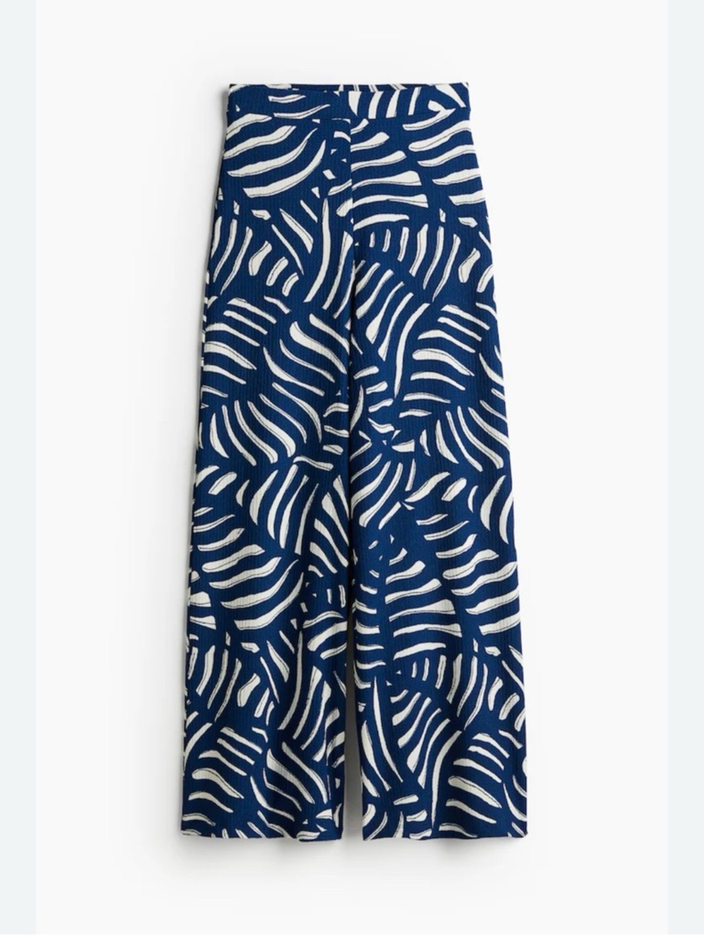 H&M Blue and White Wide-Leg Printed Pants